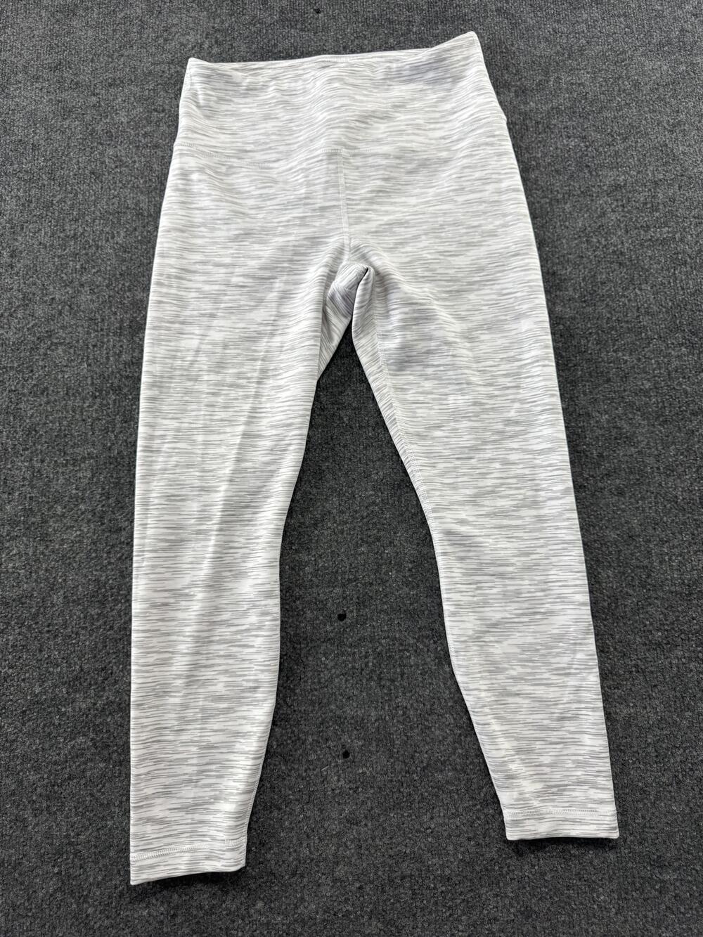 90 Degree By Reflex Leggings Womens Large Gray Striped Ankle Yoga Gym Pants